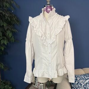 NWOT Elegant White Ruffled Women's Top
